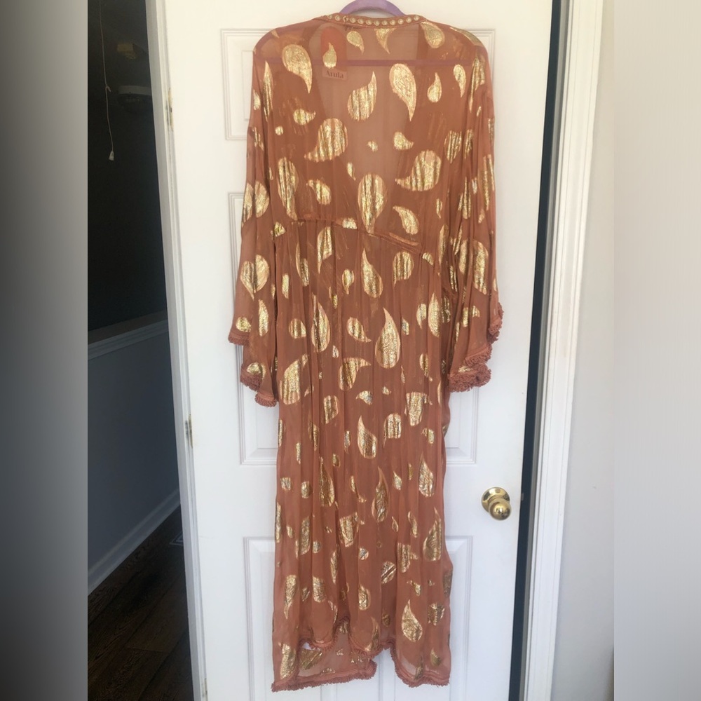 NWT ~  Arula Plus Size "B" 2XL Coral and Gold Duster